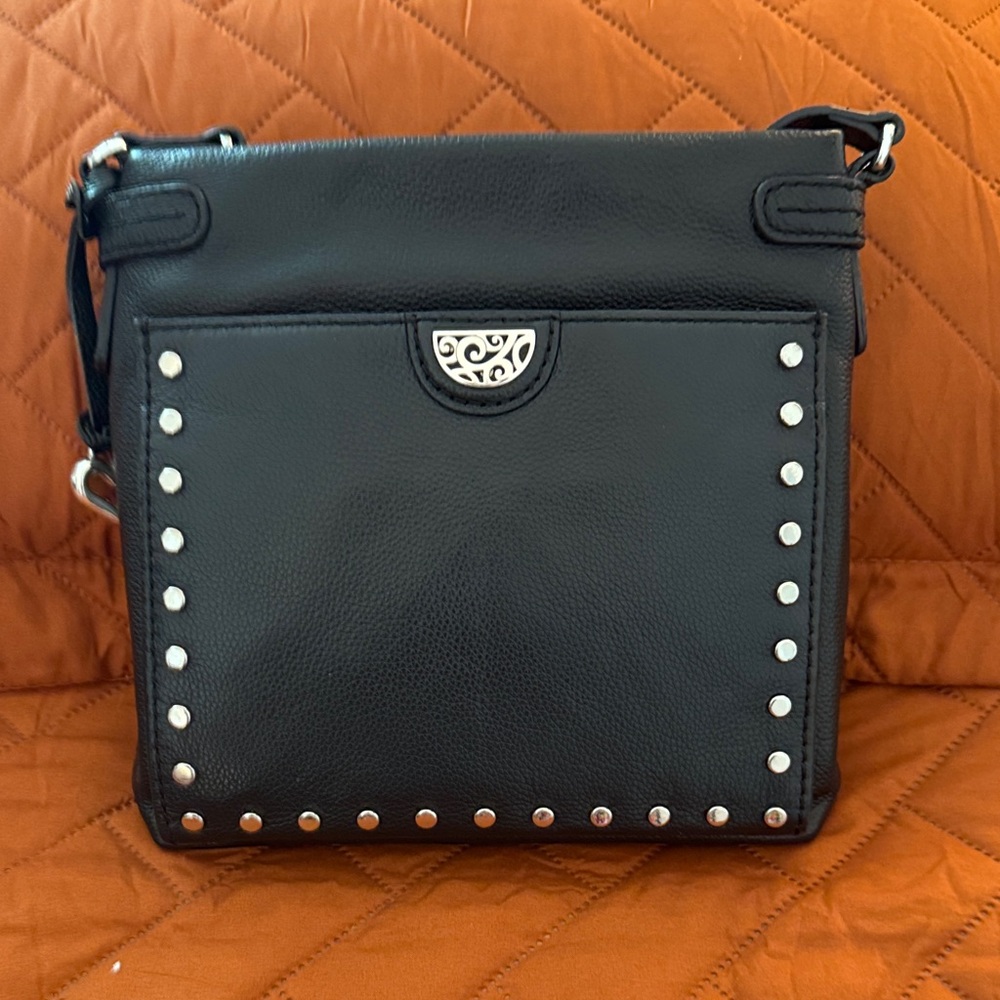 Brighton Black Crossbody Bag with Silver Accents